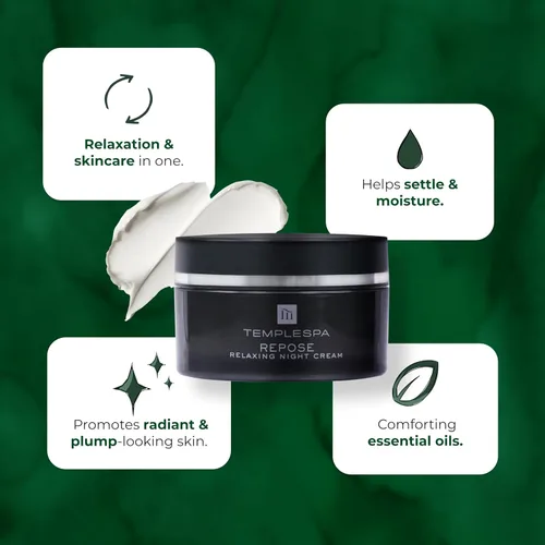 Vista 2 de TEMPLESPA REPOSE Crema facial relajante de noche de aromaterapia, rica en vitaminas, humectante nocturno antienvejecimiento para calmar, relajar