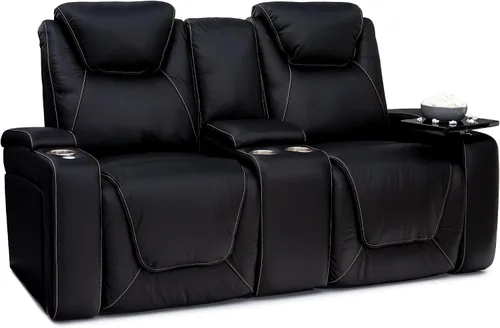 Vista 12 de Seatcraft Concerto Home Theater - Sofá marrón con mesa plegable