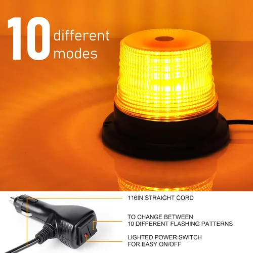 Vista 5 de Luces estroboscópicas de advertencia ámbar para camiones - Luces de baliza intermitentes de emergencia con montaje magnético en el techo
