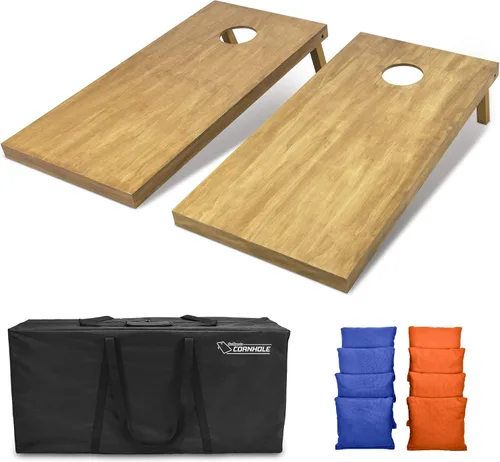 Vista 52 de GoSports 4 ft x 2 ft Regulation Size Wooden Cornhole Boards Set with Light Brown Finish - Includes Carrying Case and Bean Bags Negro- gris