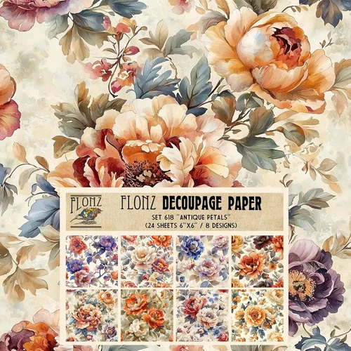 Vista 11 de Paquete de papel Decoupage (24 hojas de 6 x 6 pulgadas), flores índigo: delicados grabados florales azules y blancos inspirados en porcelana clásica