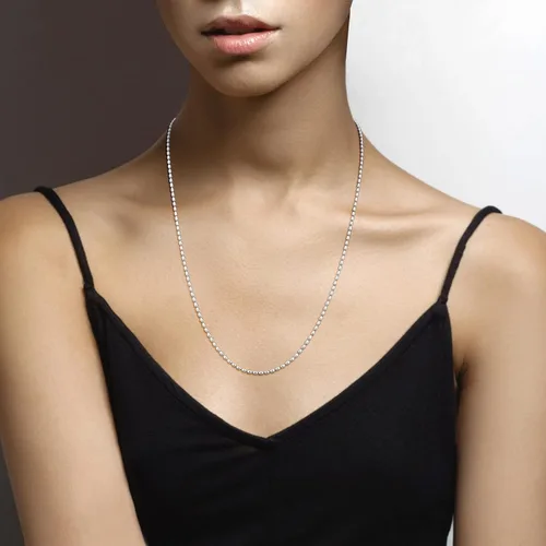 Vista 3 de Miabella Collar de cadena ovalada de plata de ley 925 italiana hecho en Italia