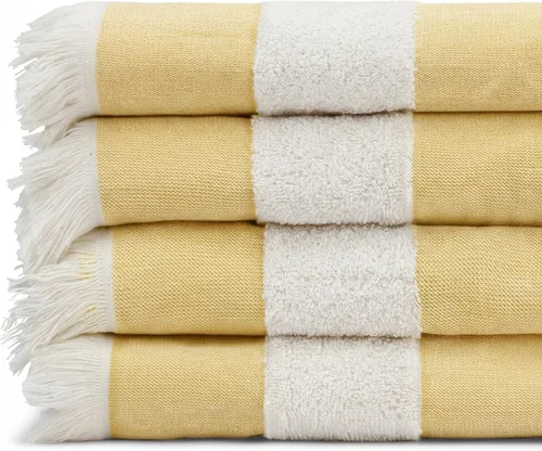 Vista 10 de Toalla de playa turca ligera, 100% algodón BCI, flecos crudos sin blanquear, certificado Oeko-TEX, absorbente, respetuosa con el medio ambiente, 36