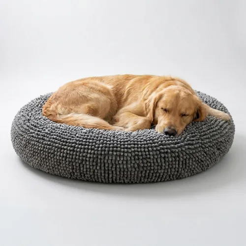 Vista 7 de Muddy Mat® Cloud K-9 cama para perros y gatos, cama suave y relajante en forma de dona, material de chenille, funda extraíble, lavable y apta