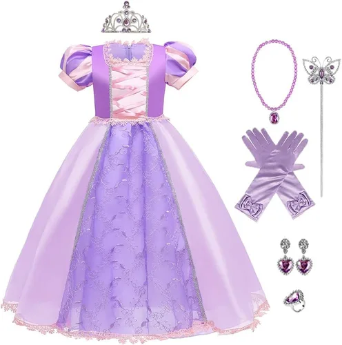 Vista 7 de Vestido de cumpleaños de princesa Sofía para niñas, disfraz de Halloween, concurso, Navidad, fiesta de noche, con accesorios