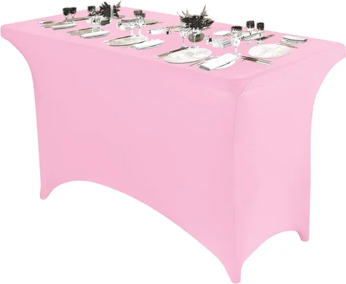 Vista 54 de Peomeise - Funda de mesa de elastano de 4 pies, mantel rectangular elástico de elastano (verde manzana, 4 pies)
