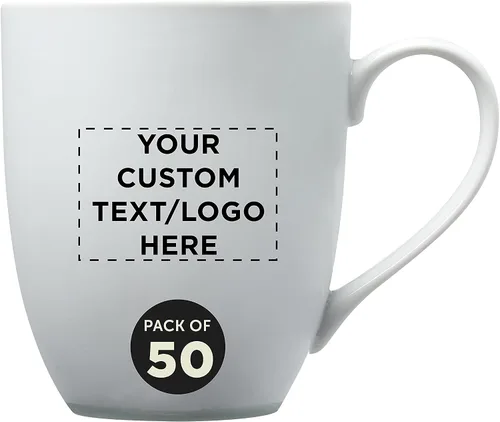 Vista 10 de DISCOUNT PROMOS Juego de 10 tazas de porcelana vitrificada Bistro, 11 oz. - Gres, café, té, blanco