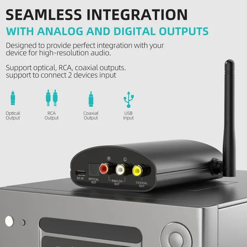 Vista 6 de 1Mii DS500 Receptor Bluetooth 5.3 de alta resolución, DAC audiófilo de 32 bits/384 kHz, LDAC sin pérdida y aptX HD, pantalla OLED, ecualizador