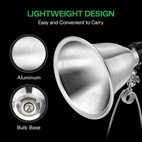 Vista 2 de VIVOSUN Paquete de 2 lámparas de abrazadera con reflector de aluminio