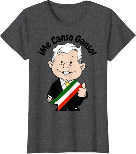 Vista 6 de AMLO Amlito Me Canso Ganso - Camiseta con diseño de dibujos animados mexicanos Gris Oscuro
