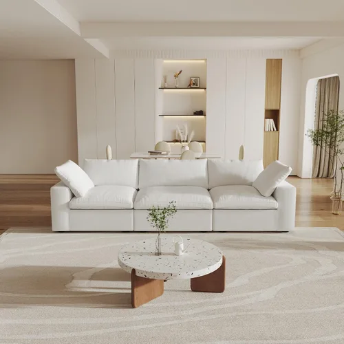 Vista 43 de Cloud - Sofá modular convertible de 80.3 pulgadas en forma de L para sala de estar con otomana de almacenamiento, sofás profundos minimalistas