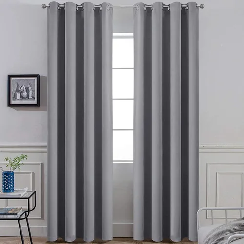 Vista 6 de Cortinas y cortinas de poliéster con ojales en la parte superior para oscurecer la habitación, sala de estar con aislamiento térmico