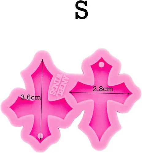 Vista 2 de Molde para aretes brillantes y brillantes en forma de cruz, molde de resina de silicona para llavero de resina epoxi hecha a mano, joyería