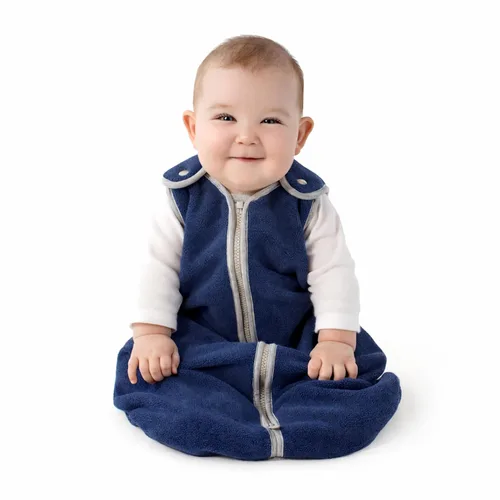 Vista 11 de Baby Deedee Sleep Nest - Saco de dormir de forro polar para bebé, gris, 6-18 meses Patented shoulder snaps and full-length zipper support easy