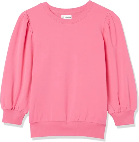 Vista 6 de The Drop Leona - Sudadera de rizo francés de manga corta abombada con cuello redondo para mujer