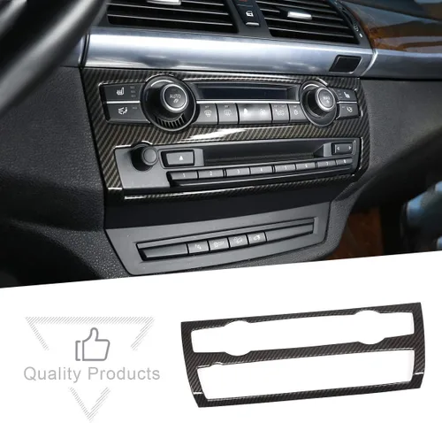 Vista 3 de Marco de la caja de la perilla del volumen del aire acondicionado de la consola del coche del ABS para BMW X5 X6 E70 E71 2008-2013 Accesorios