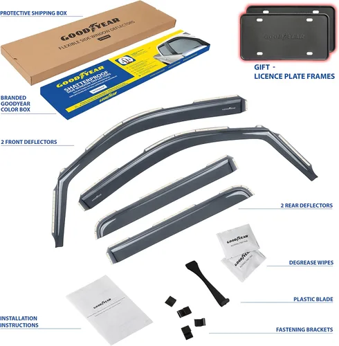 Vista 6 de Goodyear Deflectores de ventana inastillables en el canal para camiones Ford F-150 2009-2014 SuperCrew, protectores de lluvia, viseras de ventana