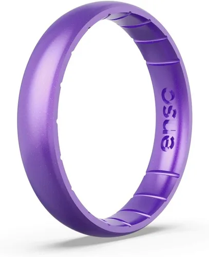 Vista 16 de Anillo de silicona fino con piedra de nacimiento de Enso – Unisex, para boda y compromiso – Banda transpirable cómoda – 4.3mm (0.17 pulgadas)