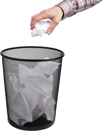 Vista 7 de Mind Reader Cubo de basura de malla, 16.65L (4.4 gal), cesta de papel usado, redondo, oficina, malla de metal, negro