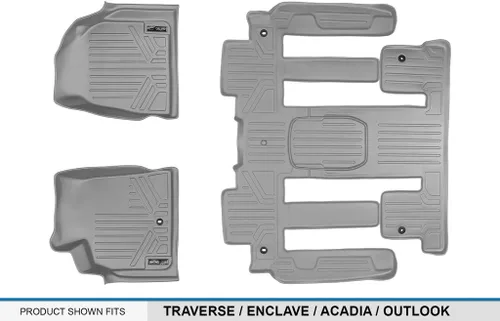 Vista 5 de SMARTLINER Juego de alfombrillas de piso de 2 filas compatibles con Chevrolet Traverse 2011-2017