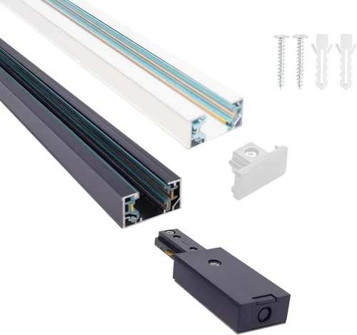 Vista 11 de Rieles de iluminación de riel H 3.3FT Circuito único 120V con 2 tapas finales en (negro) Material: All aluminum&Function: Can be cut