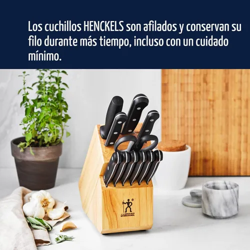 Vista 6 de HENCKELS Solution - Cuchillo Santoku de borde hueco afilado de 5 pulgadas, diseño alemán informado por más de 100 años de maestría, negro/acero