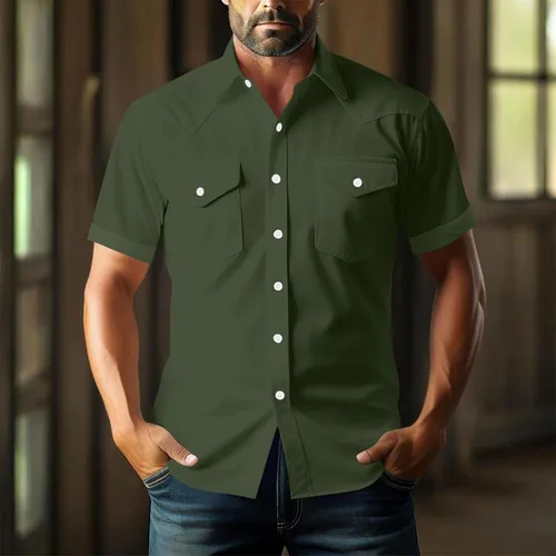 Vista 5 de Men's Short Sleeve Button Down Shirts Cargo Shirt Fashion Casual Summer Beach Shirts Business Work Basic Tee Tops