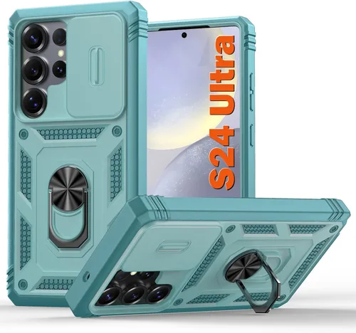 Vista 174 de PASNEW Funda militar para iPhone 13 Pro Max, cubierta de cámara deslizante y soporte de anillo de metal de 360°, carcasa rígida multicapa resistente