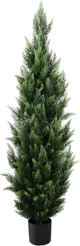 Vista 12 de Árbol topiario artificial de 2 pies, hermosos pinos de cedro sintético, árboles de Navidad, con clasificación UV, arbustos falsos para porche