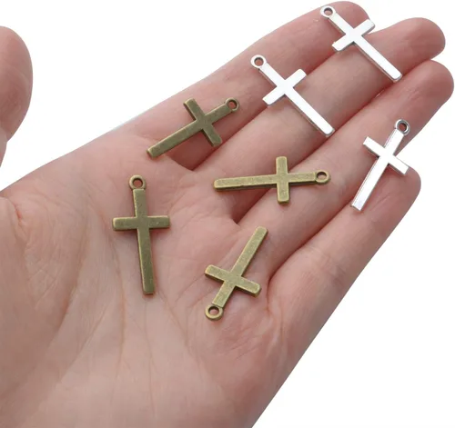 Vista 7 de BronaGrand 100pcs 27×13mm Crosses Charms Alloy Cross Bead Charms Jewelry Charms Pendants for DIY Necklace Bracelet Jewelry Making Crafting Accessory