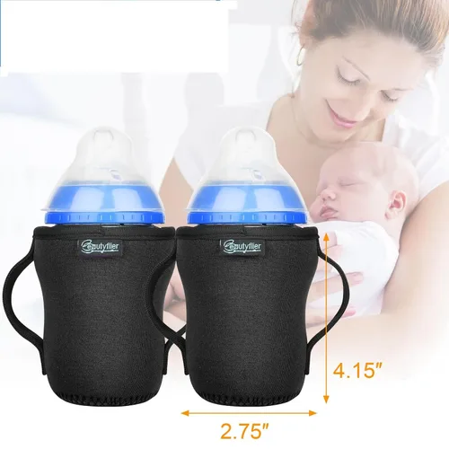 Vista 5 de Beautyflier Glass Baby Bottle Sleeve Covers for 9oz Nature Baby Bottles with Dual Handle, 3.8mm Thicken Heat and Cold Retention Baby Bottle Sleeve