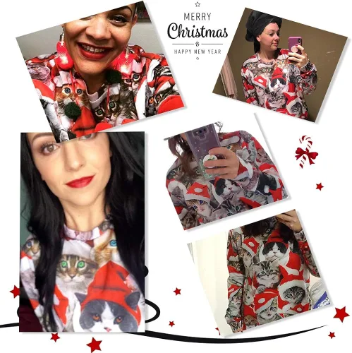 Vista 6 de RAISEVERN - Sudadera unisex de Navidad para hombres y mujeres de manga larga con cuello redondo