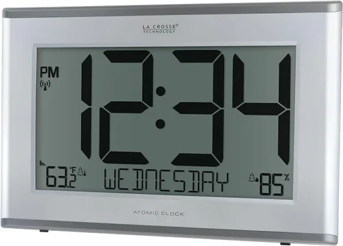 Vista 3 de La Crosse Technology 513-63867-INT Reloj digital atómico extra grande delgado con temperatura y humedad al aire libre