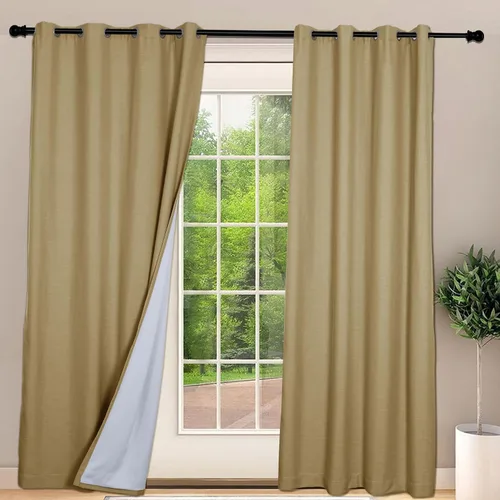 Vista 29 de Frelement Cortinas opacas extralargas de 108 pulgadas de largo, para sala de estar, cortinas de lino con bloqueo de luz, cortinas con aislamiento