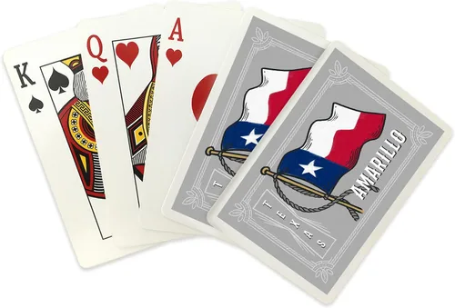 Vista 2 de Lantern Press Amarillo, Texas, Waving State Flag, State Series, 52 Playing Cards for Adults, Poker Size Card Deck