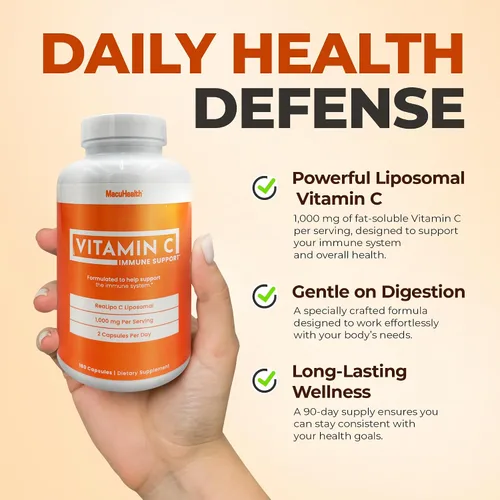 Vista 5 de MacuHealth Vitamina C liposomal de 1000 mg por porción, vitamina de alta biodisponibilidad con antioxidantes solubles en grasa y absorción mejorada