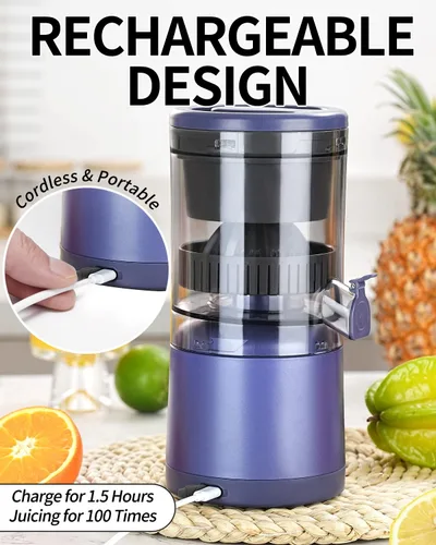Vista 3 de Exprimidor de cítricos recargables - Exprimidor portátil con USB y cepillo de limpieza para naranja, limón, pomelo