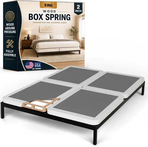 Vista 10 de Treaton, Cama Queen sin ensamblar – Somier de madera de 2.5 pulgadas – Fabricado en Estados Unidos – Silencioso sin ruido – Base de colchón
