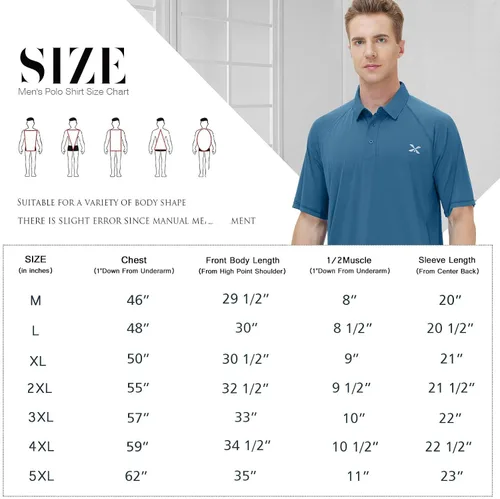 Vista 4 de MOHEEN Mens Short Sleeve Polo Shirt Lightweight Moisture Wicking Performance Golf Shirts Solid