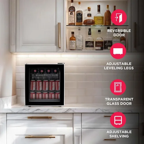 Vista 4 de Frigidaire EFMIS164 Refrigerador para bebidas con puerta de vidrio, capacidad para 60 latas