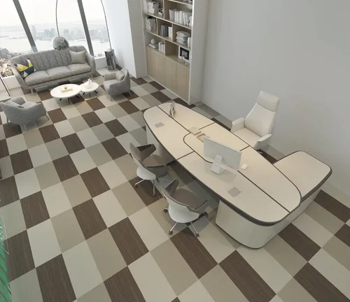 Vista 7 de Lucida Surfaces Azulejos de vinilo de lujo Piso adhesivo con pegamento 18 tablones de aspecto texturizado Alfombra de punto FabCore 36 pies