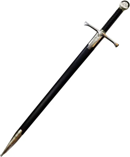 Vista 2 de Espada medieval a una mano, hoja sin brillo. Para colección, regalo, espectáculo, feria, cosplay y LARP