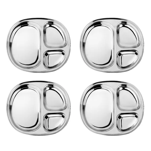 Vista 16 de Ahimsa Plato de Acero Inoxidable para Niños, Platos Divididos para Niños Pequeños y Bebés Diseñados por Pediatras, No Tóxico, Irrompible y Apto