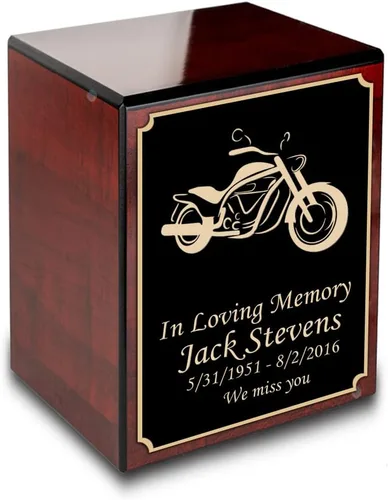 Vista 23 de GetUrns Caja conmemorativa de urna de cremación de cereza pequeña grabada personalizada para cenizas (gloria americana)