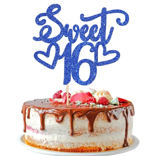 Vista 10 de 24 piezas de decoraciones para cupcakes de 16 cumpleaños con purpurina, ¡Hola 16! Dulces 16 desde 2008, púas para cupcakes de 16 años para celebrar