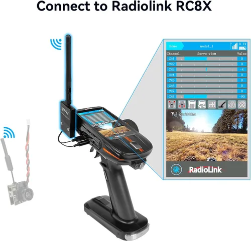 Vista 3 de Radiolink 5.8G 48CH Receptor inalámbrico de transmisión de imagen para FPV para RC transmisor RC8X Radio/teléfono Android/tableta