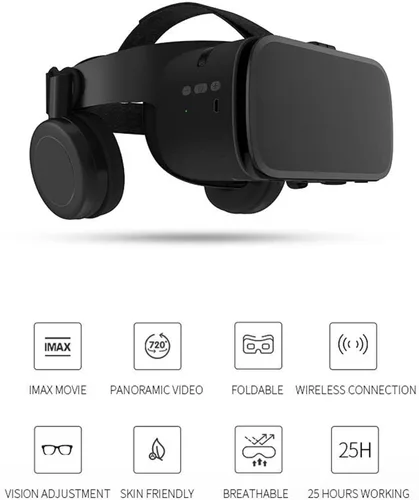Vista 3 de VR Headset Virtual Reality Goggle with Wireless Remote Controller 3D VR Glasses for 3D Movies Video Play Games VR Set for IOS Android Phone for