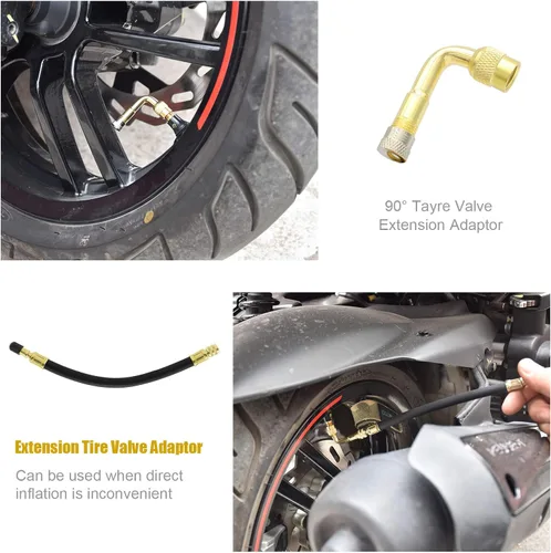 Vista 5 de Extensión de válvula de neumático, extensores de vástago de válvula flexible de 8.25 pulgadas con adaptador de extensión de válvula de neumático