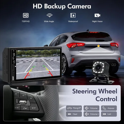 Vista 5 de Estéreo de auto Naifay doble DIN con Apple CarPlay y Android Auto