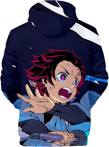 Vista 2 de BAKUGOU Men Zenitsu Hoodie Kimetsu no Yaiba Anime Tanjiro Nezuko Sweatshirt Giyuu Sweater Hoodies Inosuke Hoodie for Men